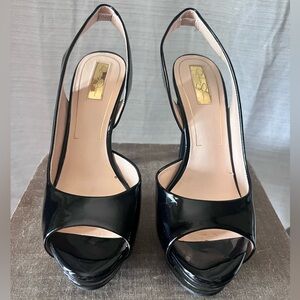 Jessica Simpson Black Patent Slingback Pumps